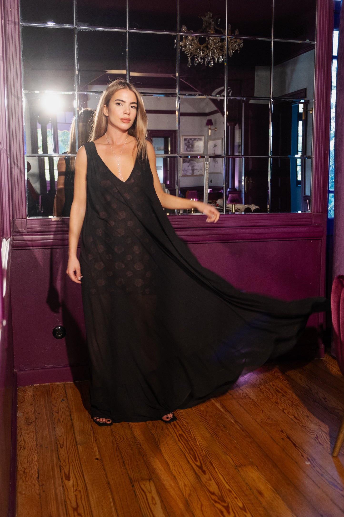 ROSSOIR CHIFFON DRESS