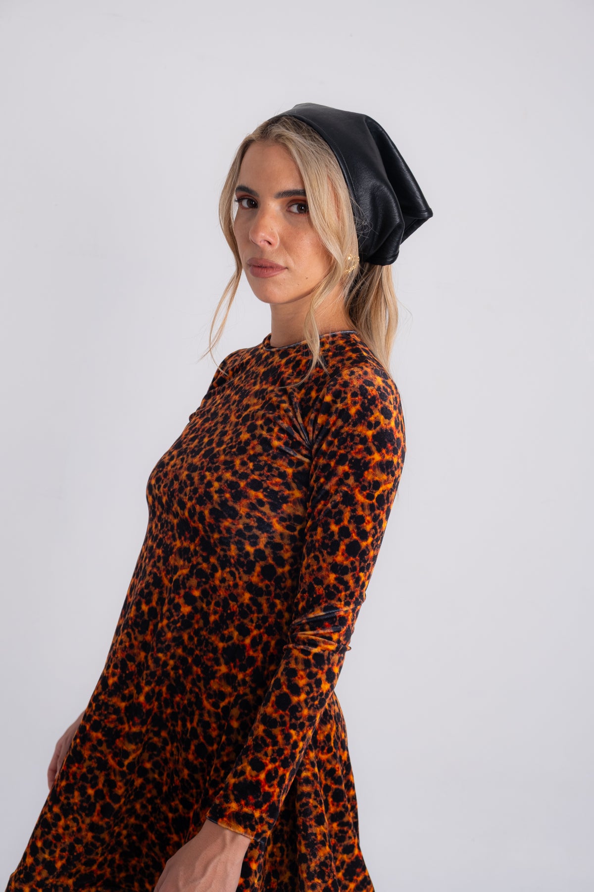 TORTOISE VELVET DRESS