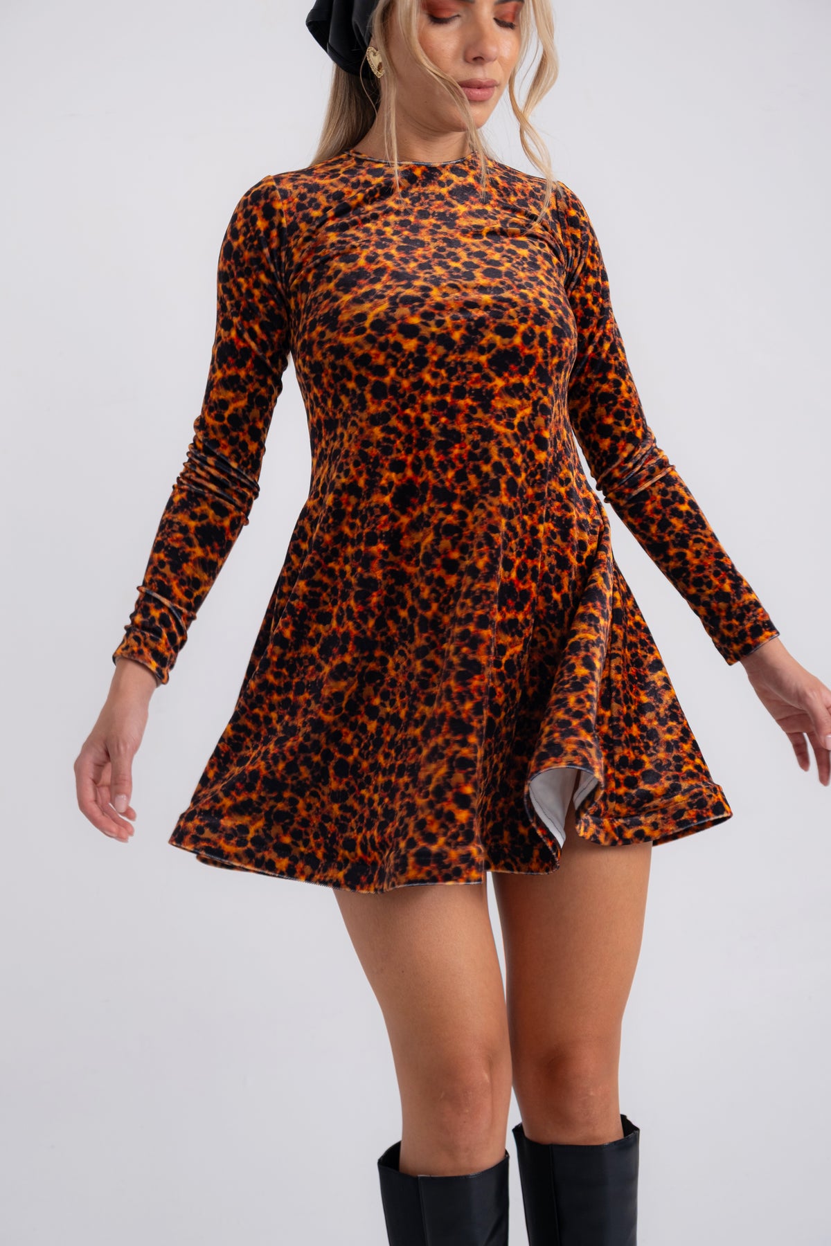 TORTOISE VELVET DRESS